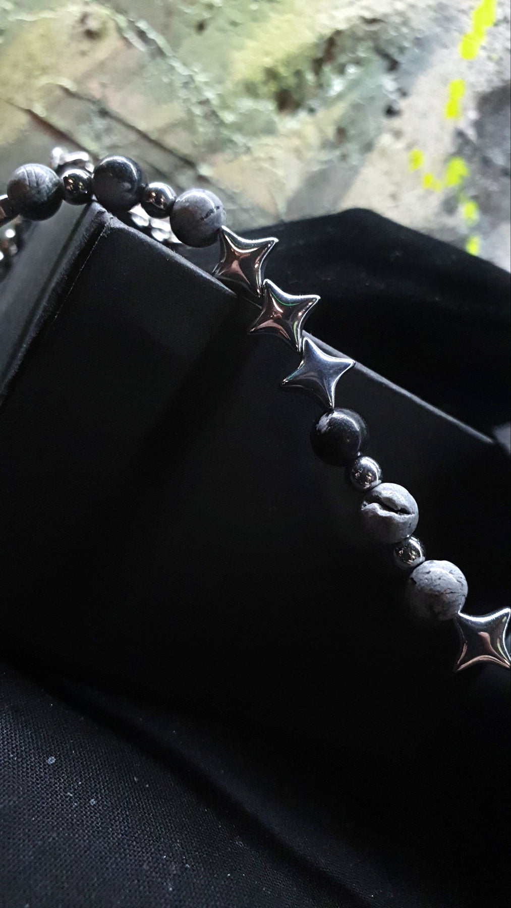 Half chain half bead necklace with North Star hematite beads