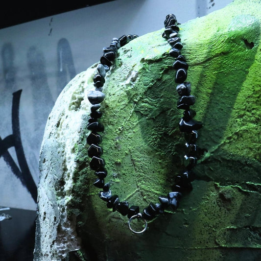 Natural Stone || Hematite Heartline Necklace || Small O-ring || Full Bead