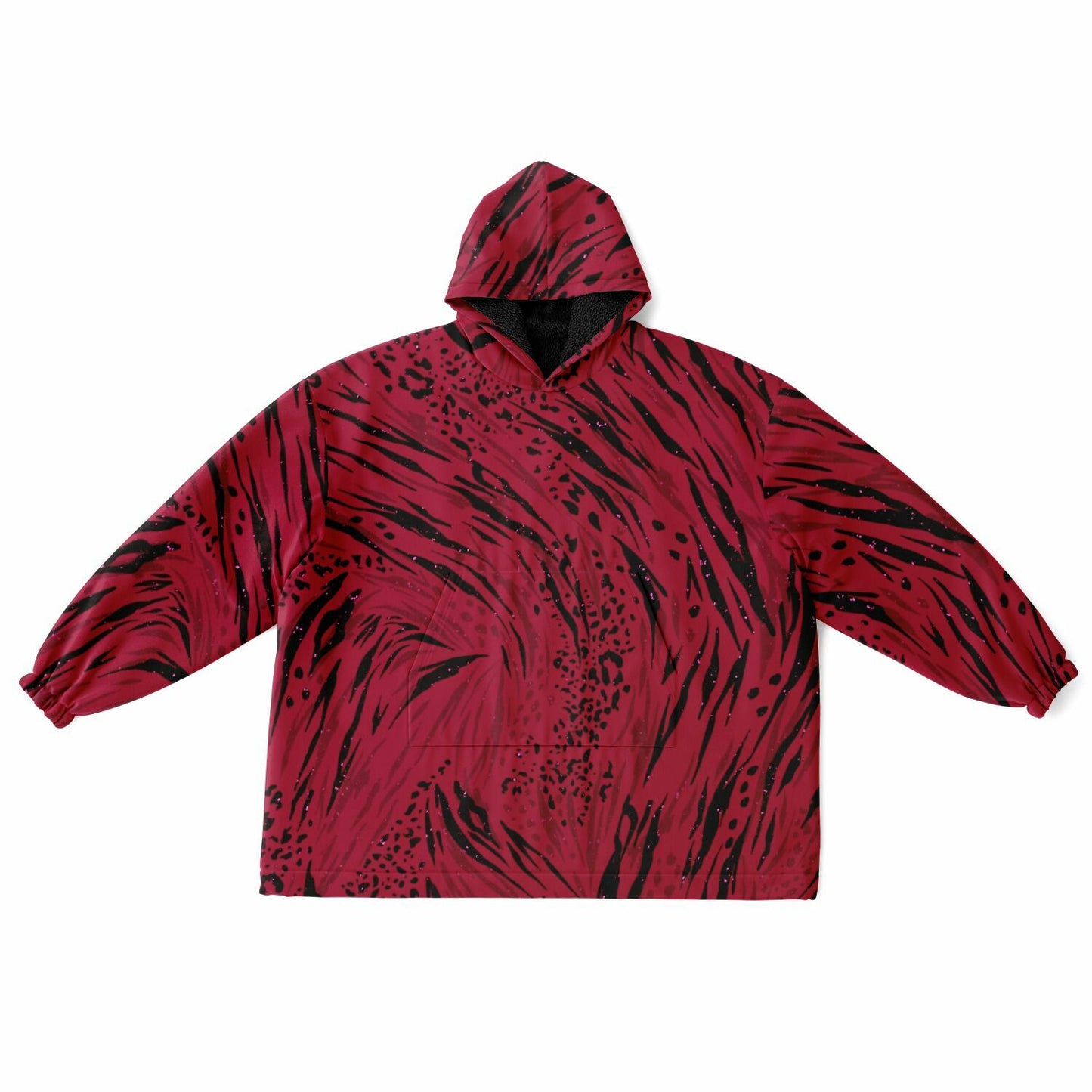 Crimson Current snug hoodie close-up showing red texture