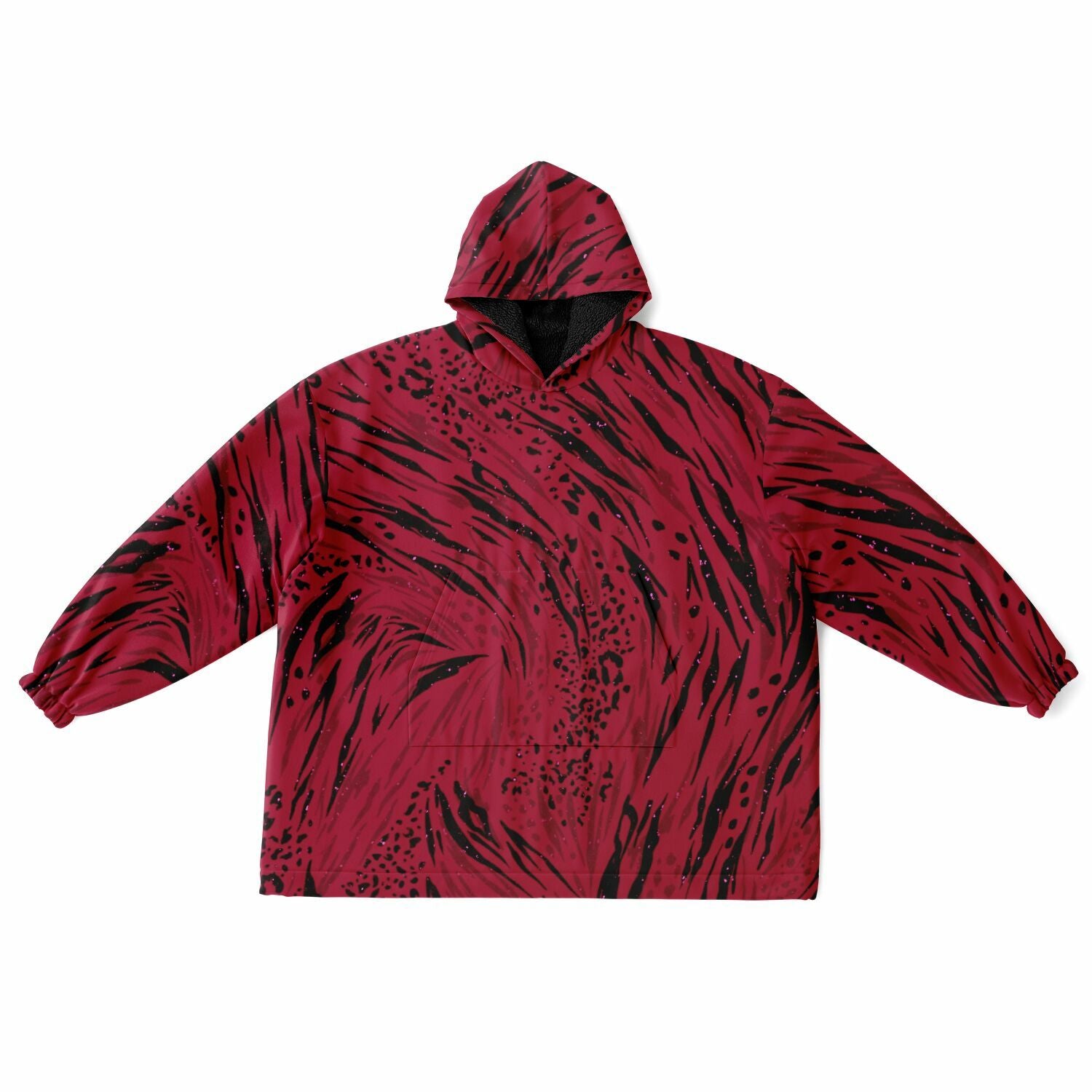 Crimson Current snug hoodie close-up showing red texture