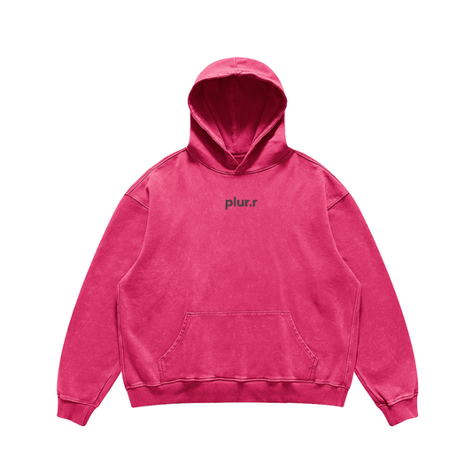 Heavyweight washed hoodie in vintage dark pink