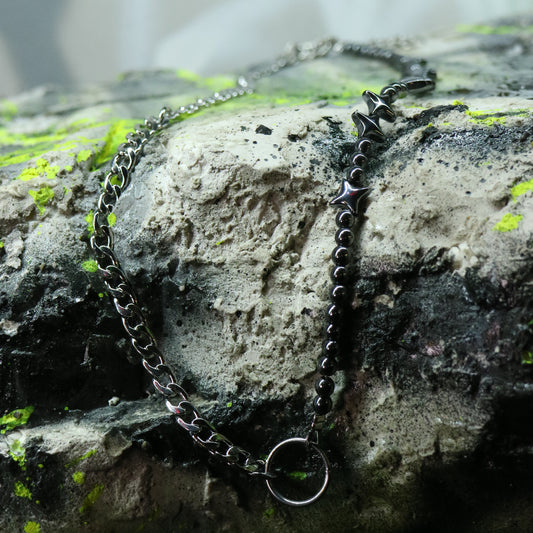 Steel & Star Hematite beads || Half Chain Necklace