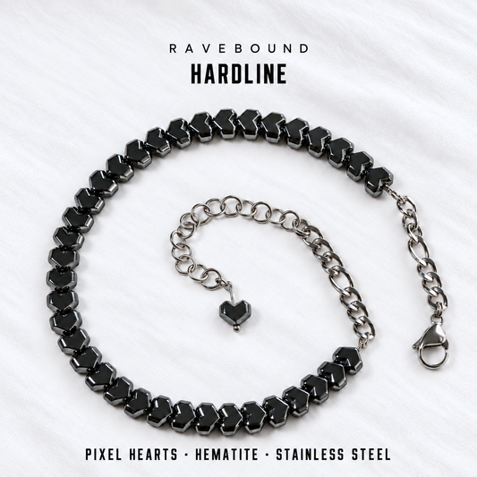 ✦ HARDLINE GUNMETAL ✦ | Pixel Heart Hematite Choker