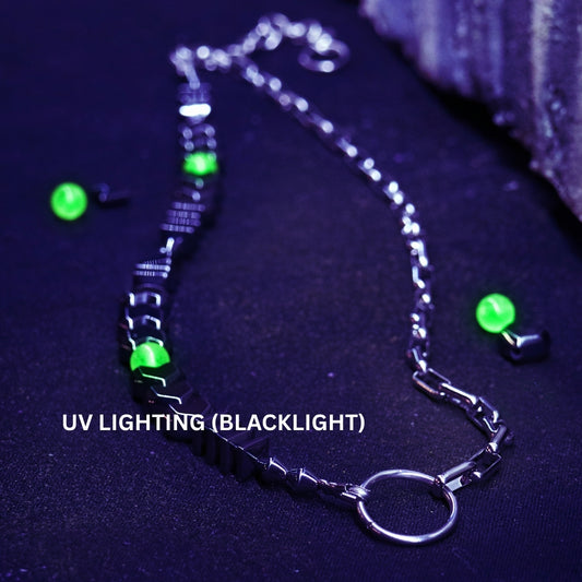 Hematite & UV Reactive Bead || Half Chain || Signature RAVEBOUND Necklace