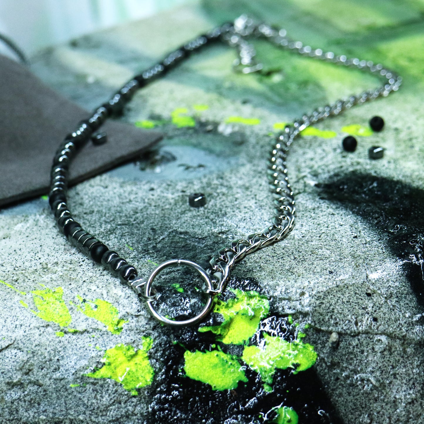 Urban half chain half bead necklace handcrafted in Thessaloniki