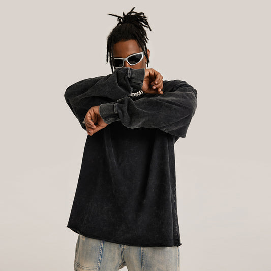 RAVEBOUND (BACK PRINT) - Unisex ! Raw Hem ! Faded Long Sleeve Shirt