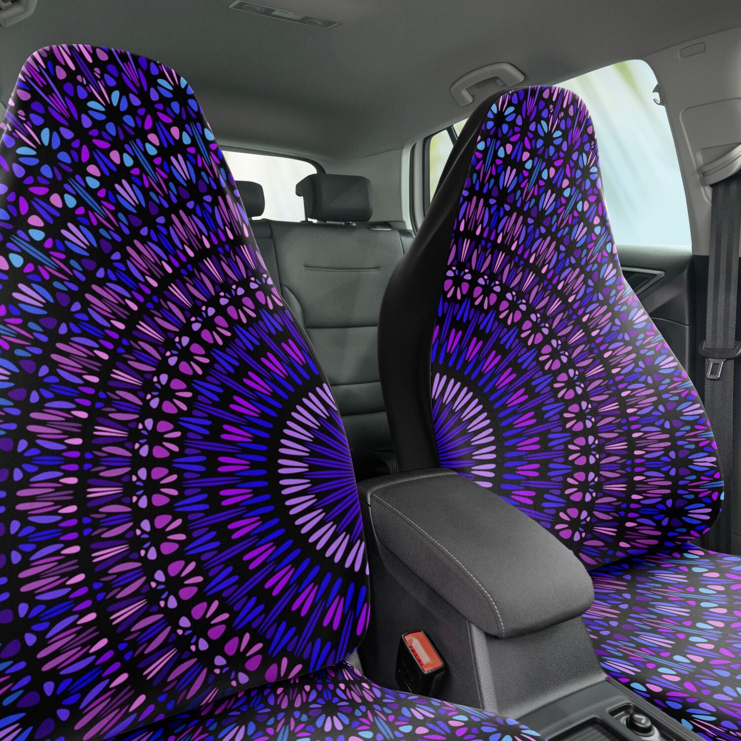 Galaxy top Space Mandalas Purple Car Seat Covers Pair, 2 Front Seat Covers, Car Seat Protector, Car Accessory, Seat Cover For Car