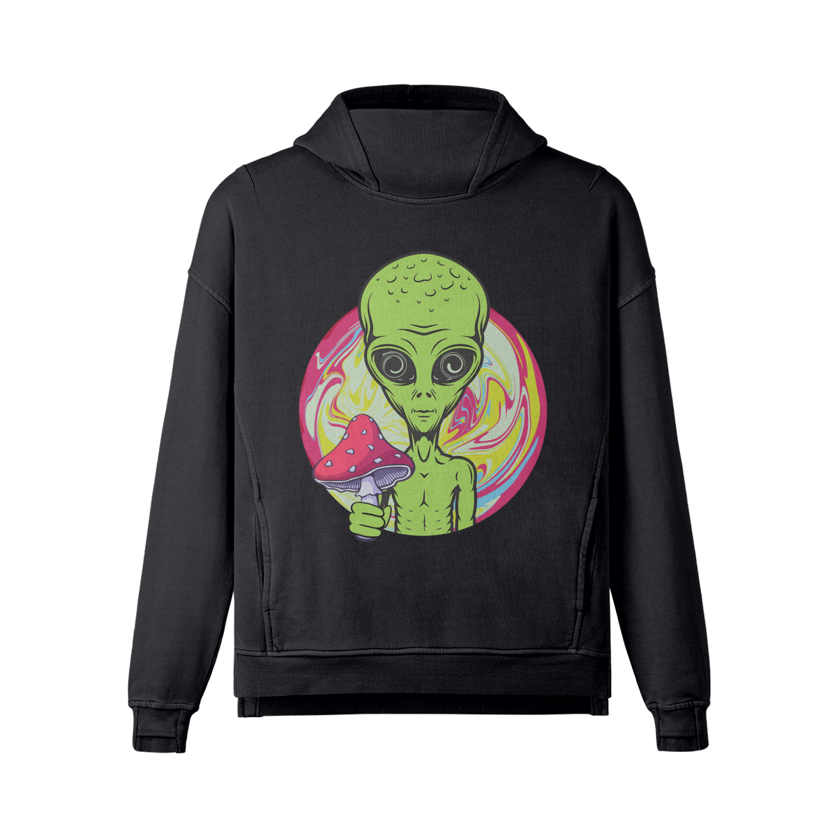 MUSHROOM ALIEN - Unisex ! Washed Slit Hem ! Turtleneck Hoodie