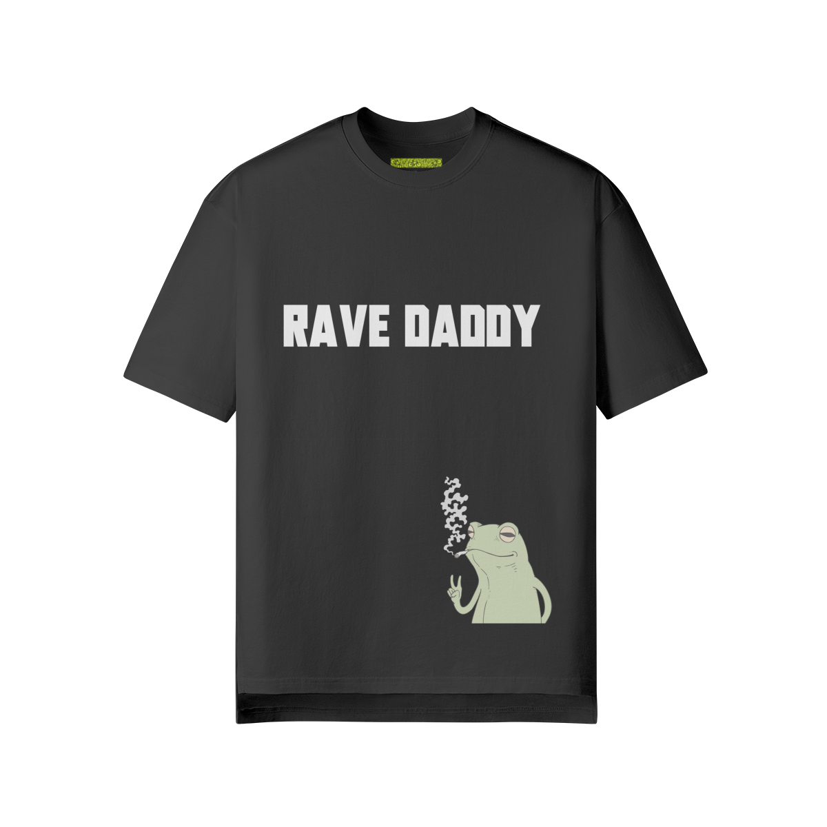 RAVE DADDY FROG - Oversized ! Slit Hem ! T-shirt (BLACK)