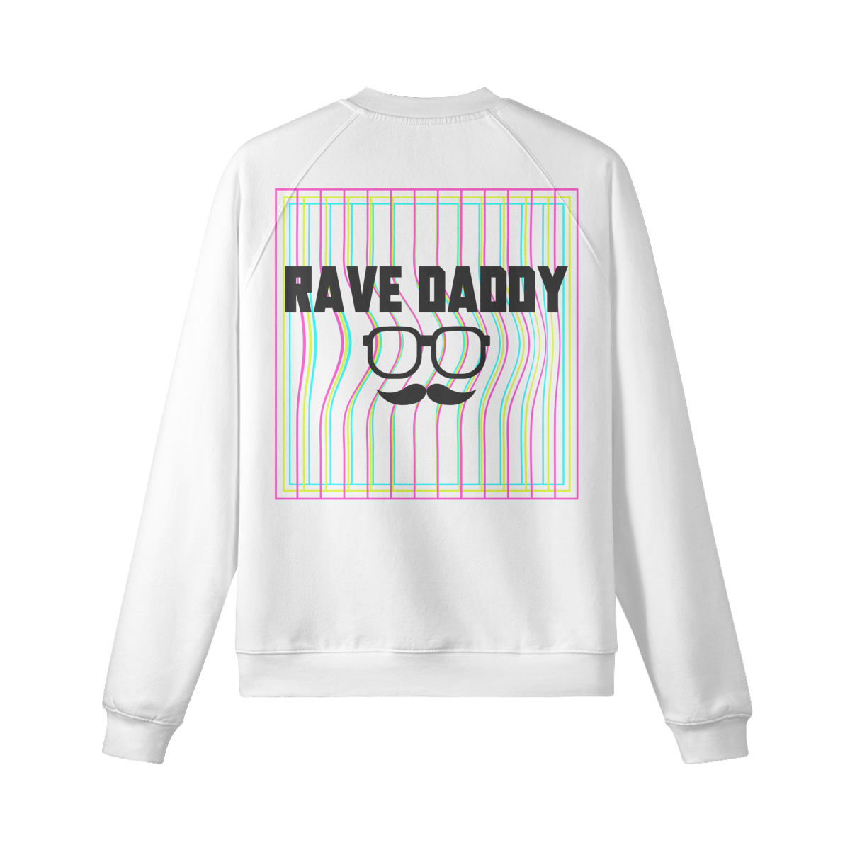 BACK PRINT RAVE DADDY - Unisex Fleece-lined Sweatshirt - BACK - WHITE