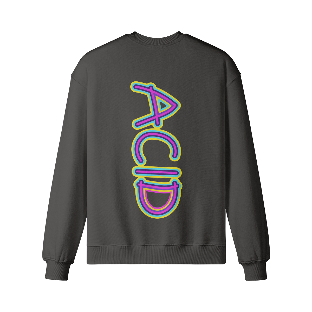 ACID (BACK PRINT) - Unisex Oversized Sweatshirt - back -charcoal gray