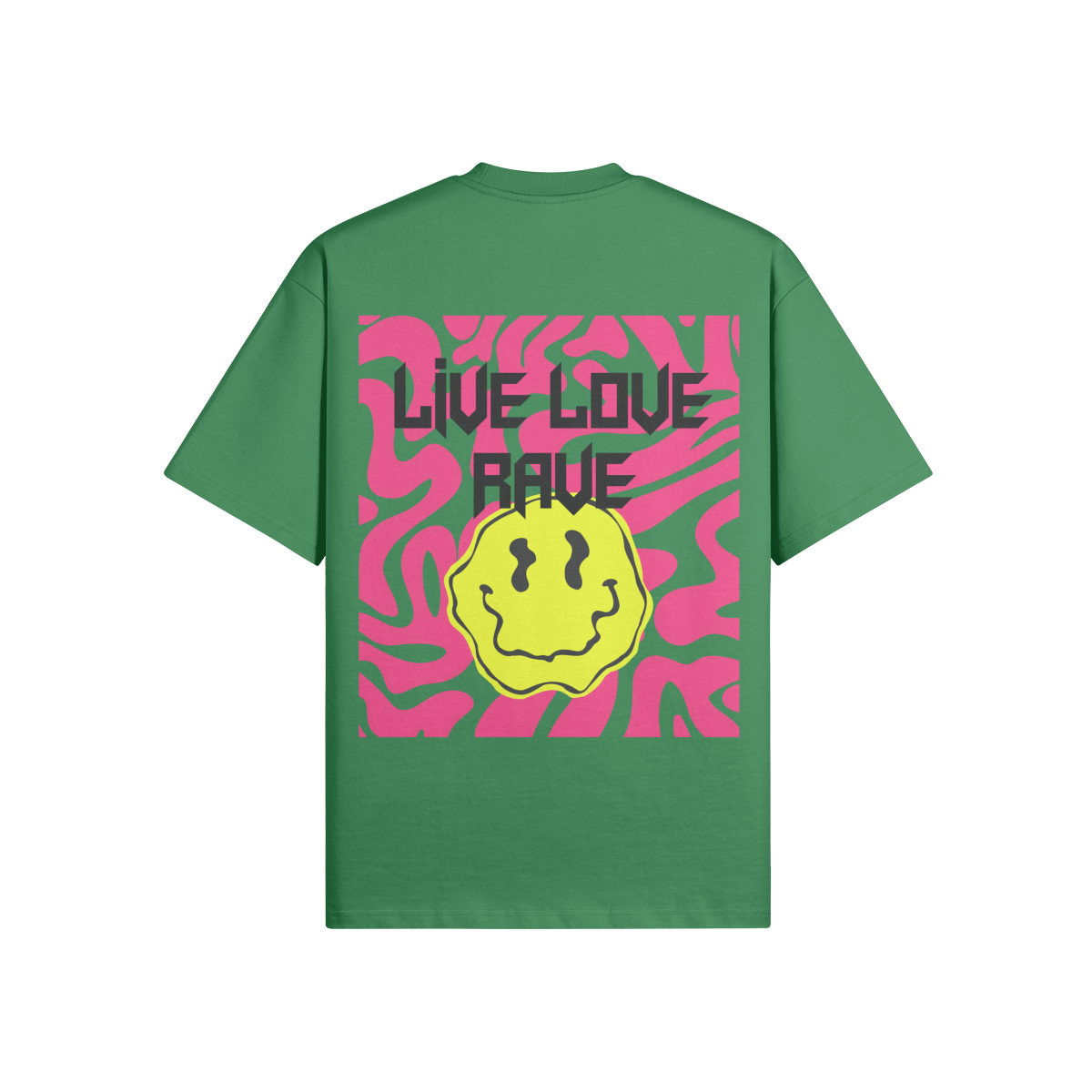 LIVE LOVE RAVE (BACK PRINT)  - Unisex Heavyweight Oversized Crew Neck T-shirt