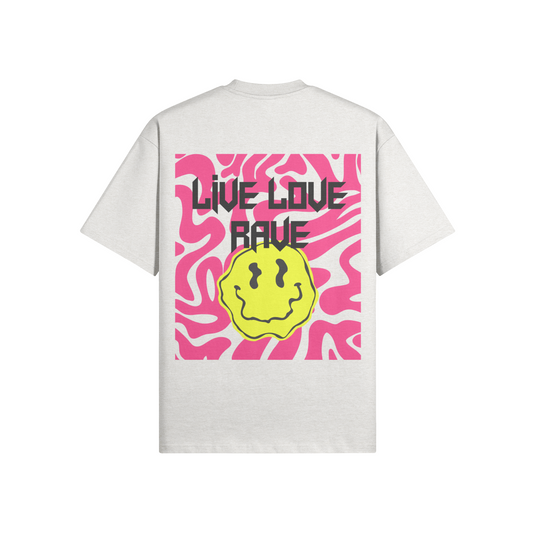 LIVE LOVE RAVE (BACK PRINT)  - Unisex Heavyweight Oversized Crew Neck T-shirt