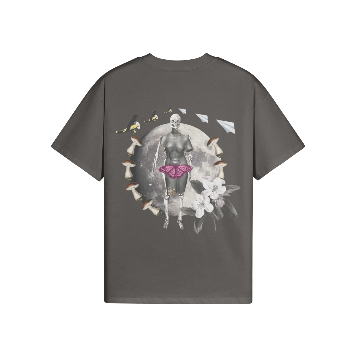 BUTTERFLY EFFECT (BACK PRINT) - Unisex Oversized T-shirt - Charcoal gray