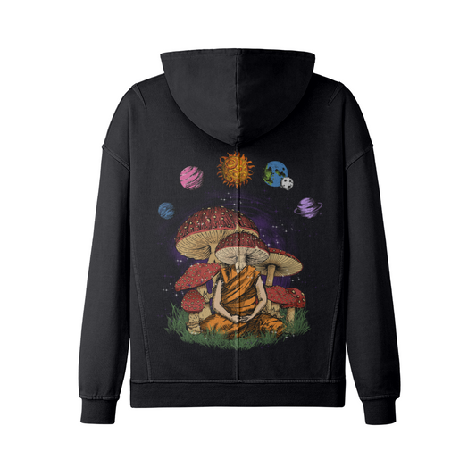 SELF UNIVERSE (BACK PRINT)- Unisex Washed Slit Hem Turtleneck Hoodie