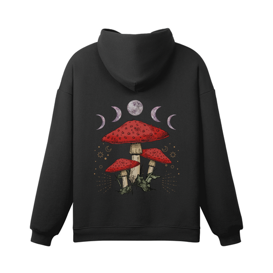 MOON PHASE (BACK PRINT) - Unisex Fleece-lined Snap Collar Hoodie