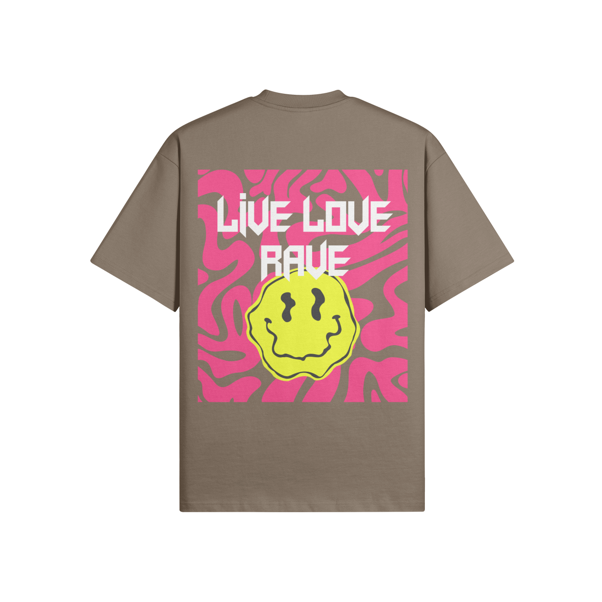 LIVE LOVE RAVE (BACK PRINT) - Unisex Oversized Heavyweight Crew Neck T-shirt